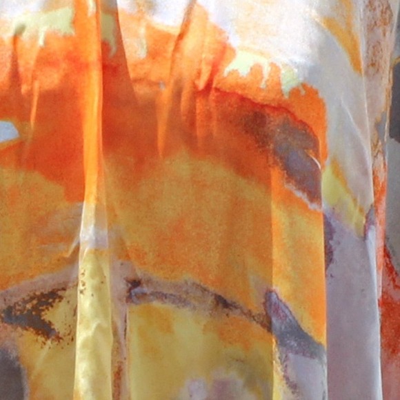 Chico's Silk Kimono Sunset Orange Abstract Print Size: S/M - Picture 8 of 8